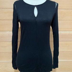 black top with key hole and mesh cold shoulder